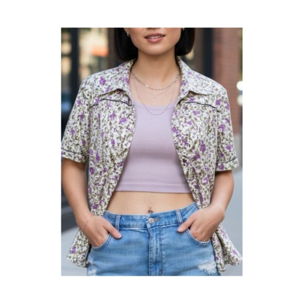 Vintage Y2K Gloria Vanderbilt Cottagecore Western Boho Floral Print Women's Top